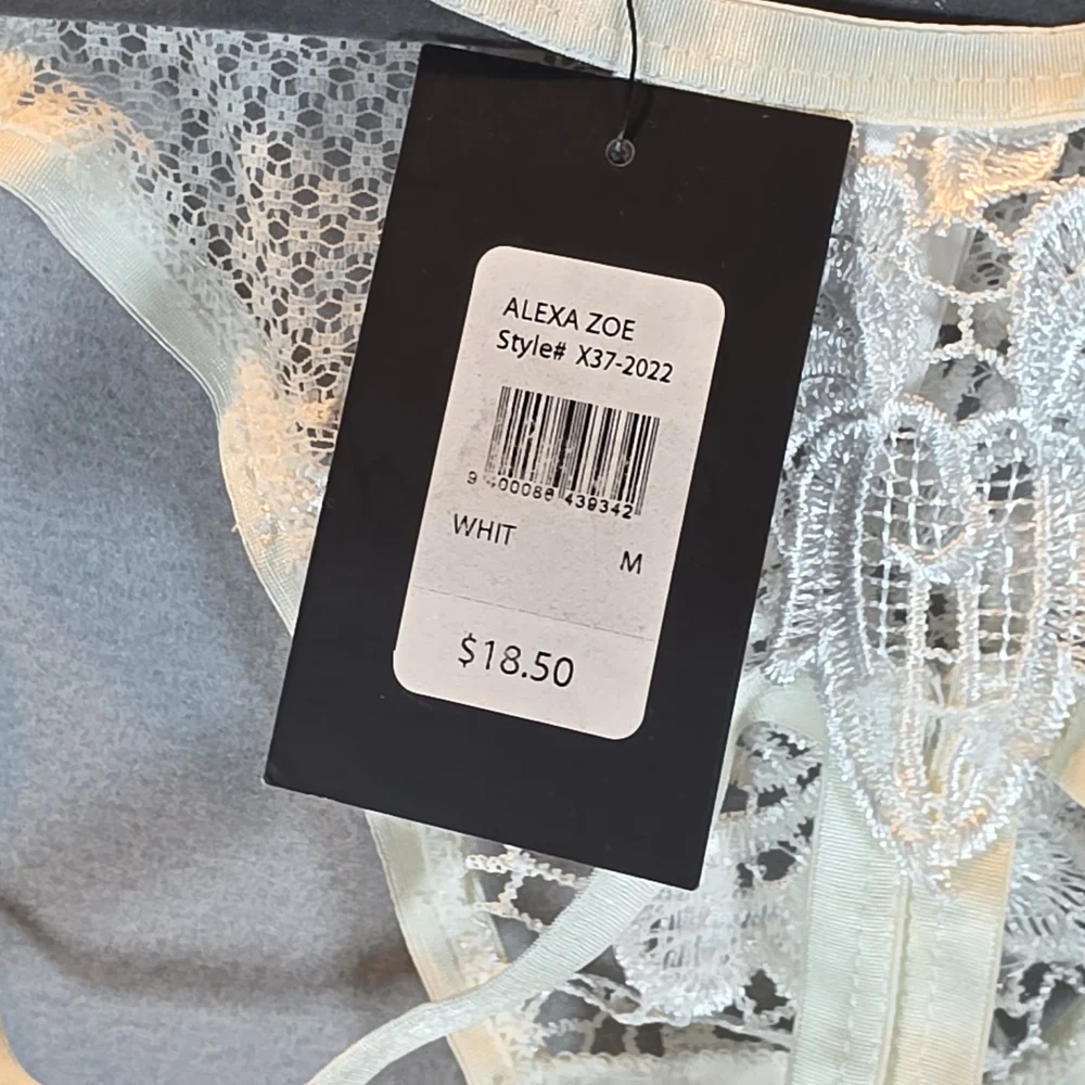 Frederick's of Hollywood Cream Lace Panty Thong Size MEDIUM NWT